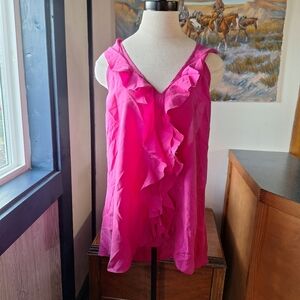Banana Republic 100% Silk Ruffled V-Neck Halter Top, XL, RN#54023, NWT